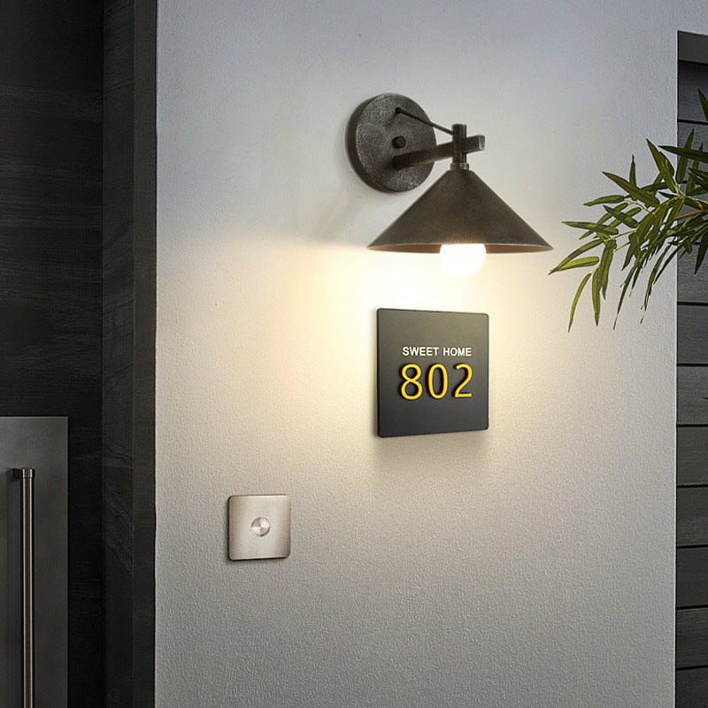 Outdoor Wall Sconce Lamp, Nordic Iron Geometric Cone Waterproof Garden Light-Ridorn