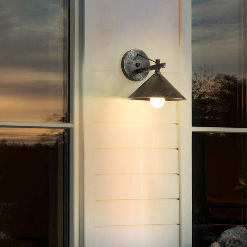Outdoor Wall Sconce Lamp, Nordic Iron Geometric Cone Waterproof Garden Light-Ridorn