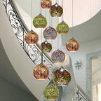 Contemporary glass and iron pendant light with fireworks effect studio view