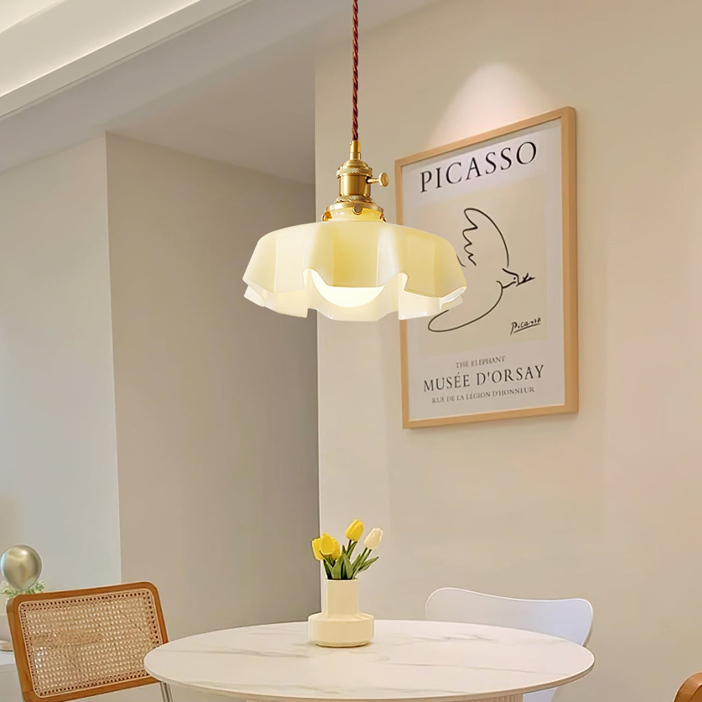 Pendant Light Scalloped | French Flower Ceiling Lamp-Pendant Lights-Ridorn
