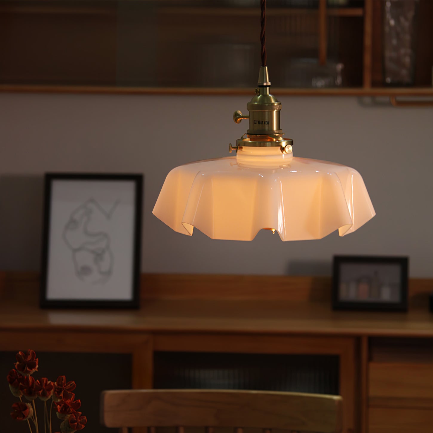 Pendant Light Scalloped | French Flower Ceiling Lamp-Pendant Lights-Ridorn