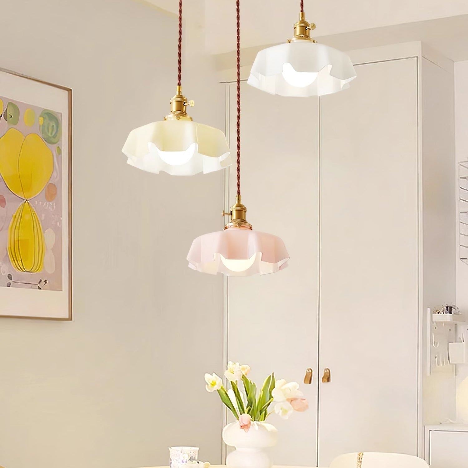 Pendant Light Scalloped | French Flower Ceiling Lamp-Pendant Lights-Ridorn