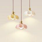 Elegant scalloped pendant light front view