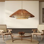 Woven dome pendant light front view
