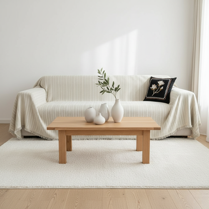 Pet-Friendly Herringbone Chenille Couch Cover with Tassels | Ridorn