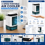 Portable Air Conditioner 3-Speed, Compact Ultrasonic Cooling Fan for Desk & Bedroom-Ridorn
