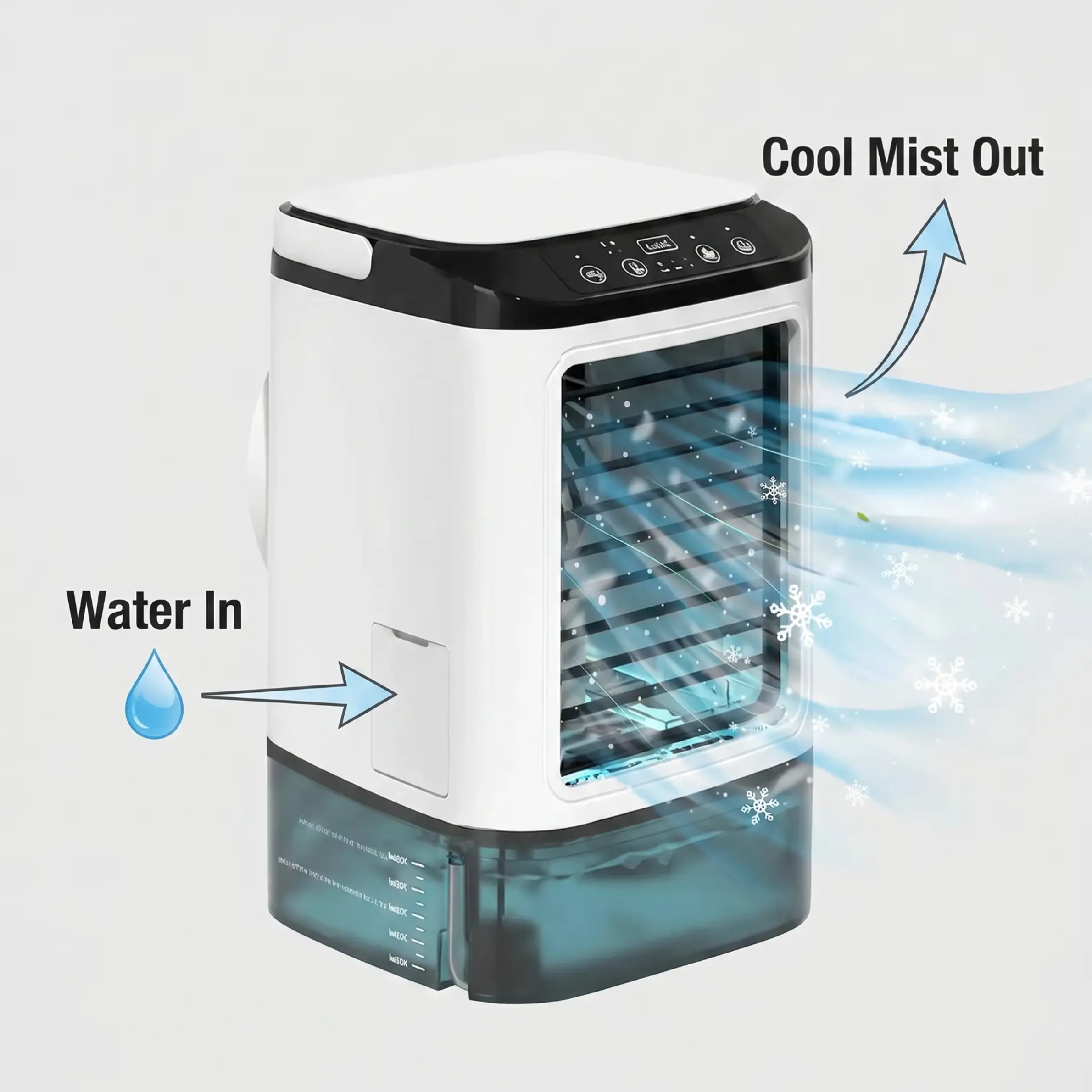 Portable Air Conditioner 3-Speed, Compact Ultrasonic Cooling Fan for Desk & Bedroom-Ridorn