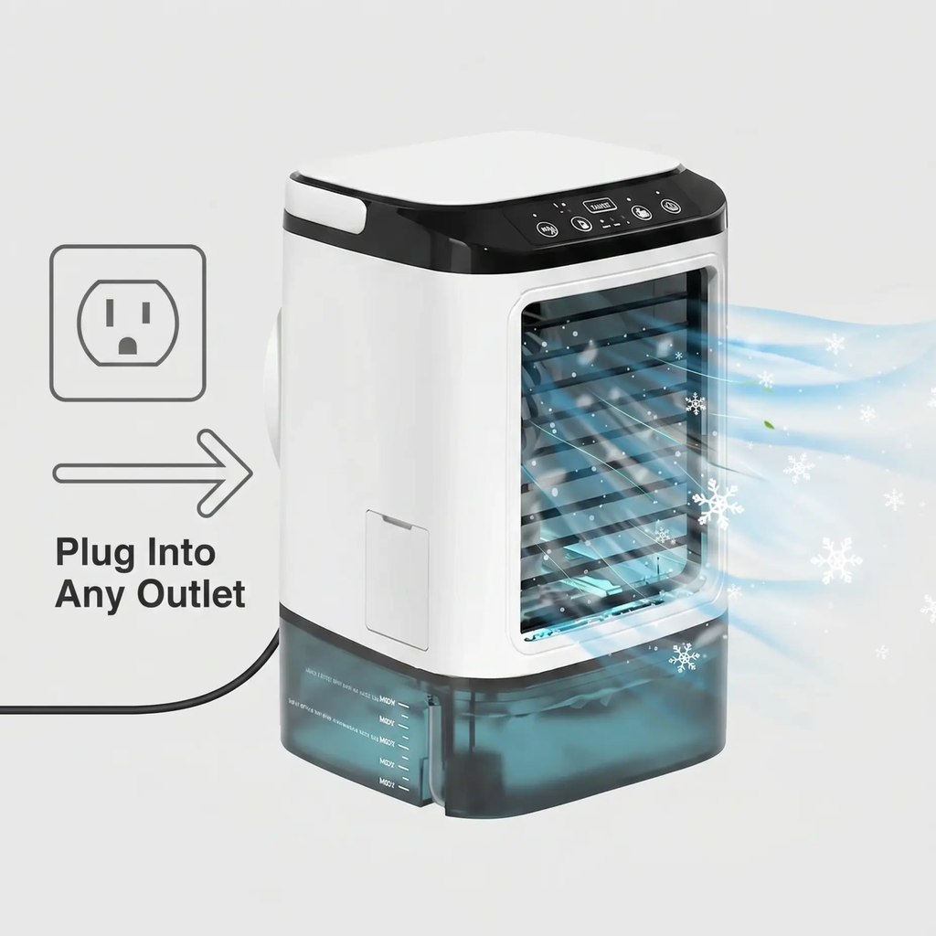 Portable Air Conditioner 3-Speed, Compact Ultrasonic Cooling Fan for Desk & Bedroom-Ridorn