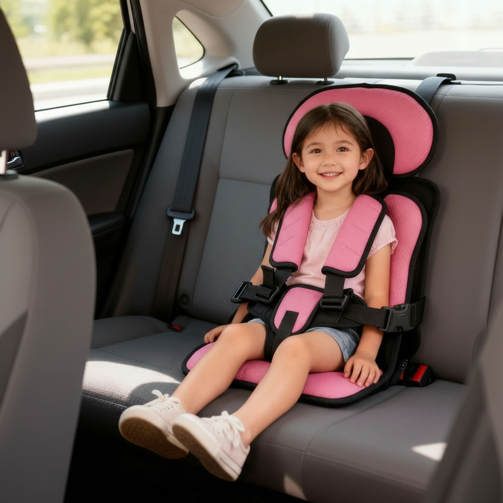 Portable Child Car Booster Seat, Foldable Lightweight Travel Booster for Toddlers-Ridorn