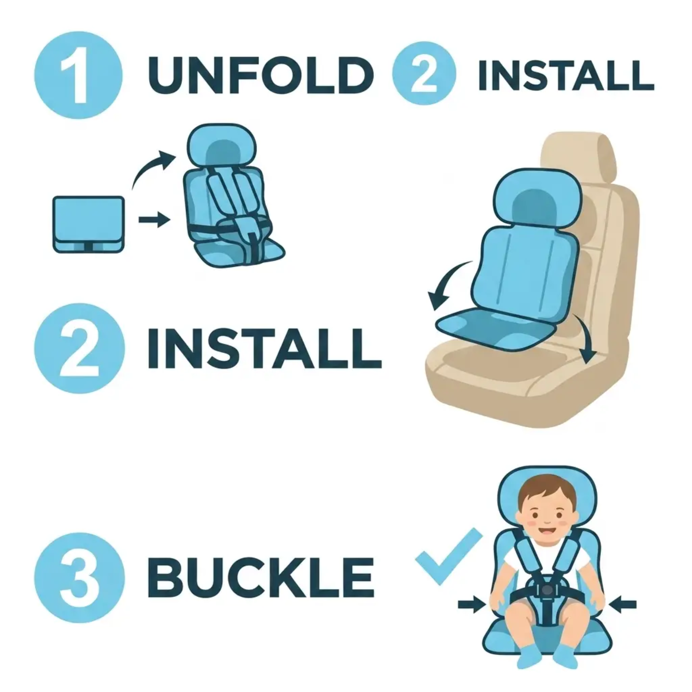 Portable Child Car Booster Seat, Foldable Lightweight Travel Booster for Toddlers-Ridorn