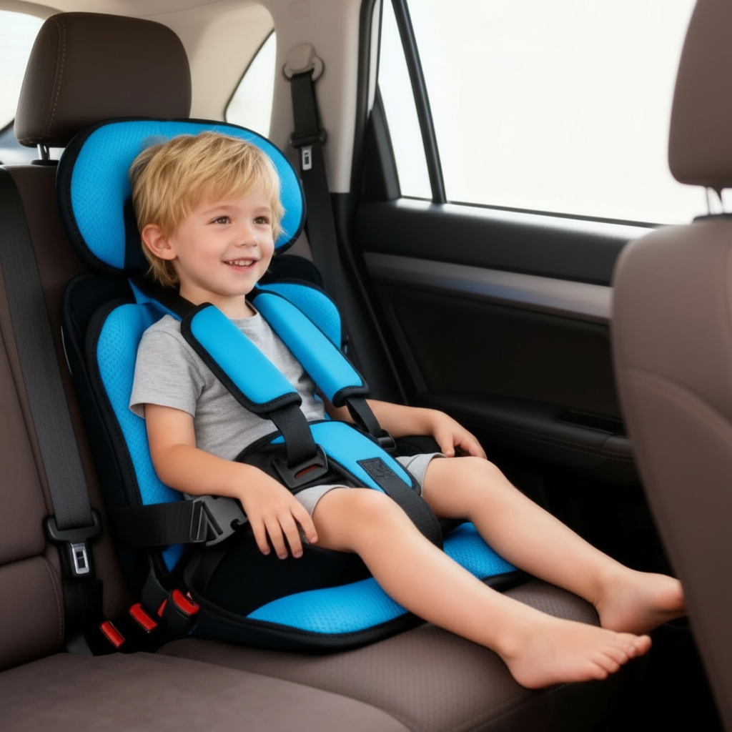Portable Child Car Booster Seat, Foldable Lightweight Travel Booster for Toddlers-Ridorn