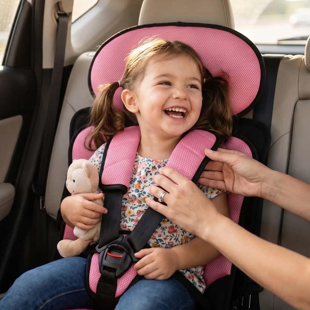 Portable Child Car Booster Seat, Foldable Lightweight Travel Booster for Toddlers-Ridorn