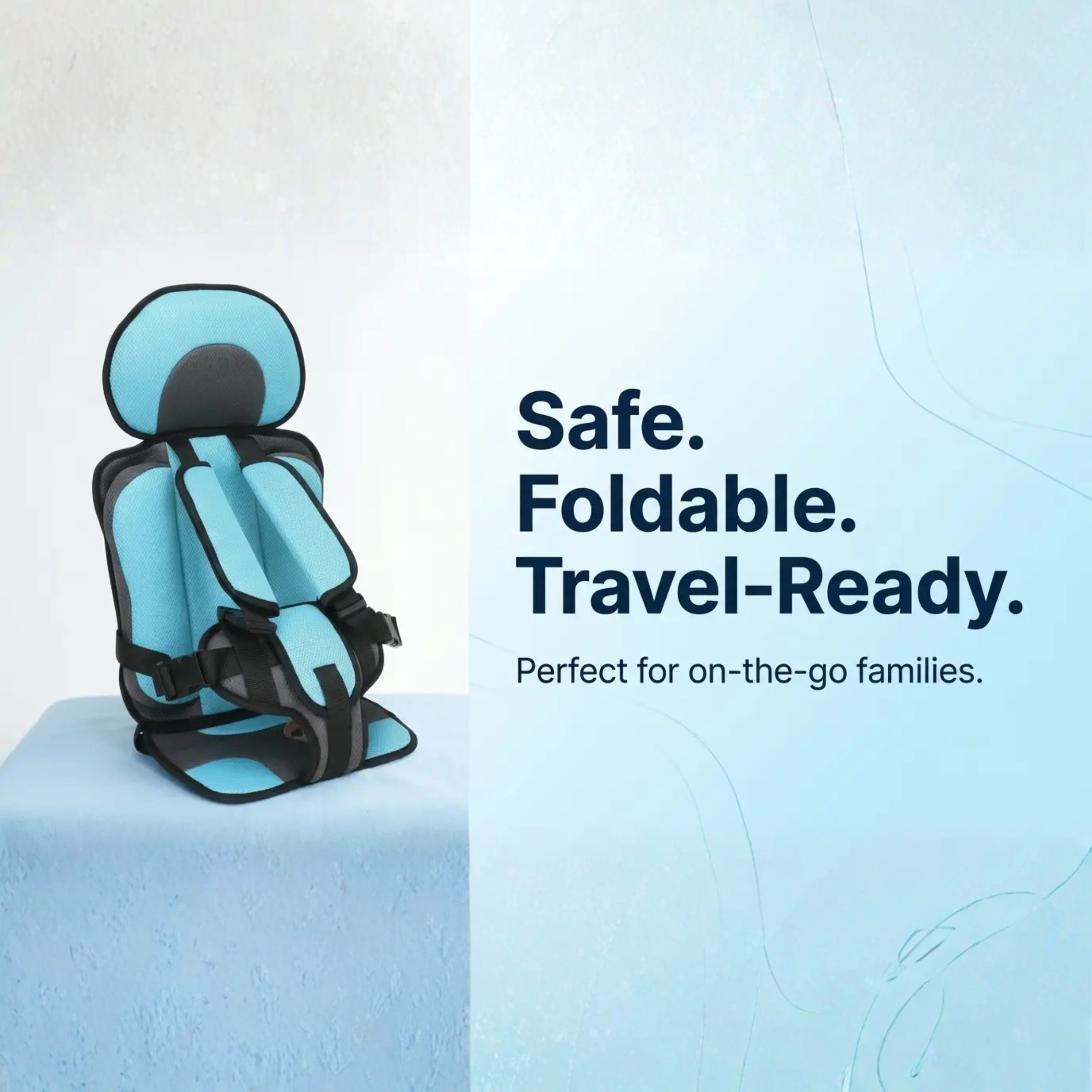 Portable Child Car Booster Seat, Foldable Lightweight Travel Booster for Toddlers-Ridorn