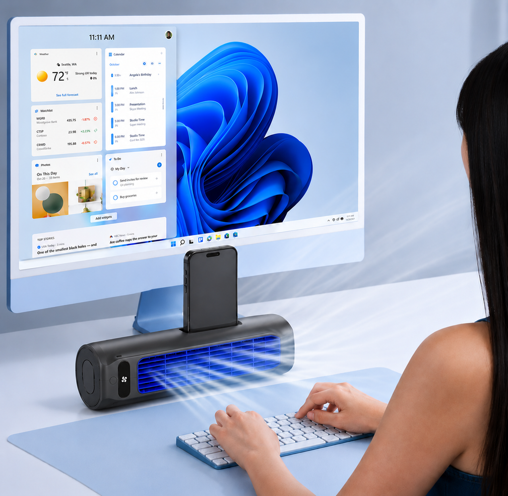 Portable Rechargeable Air Conditioner, Cordless Personal Cooling Fan for Home, Office & Travel-Ridorn