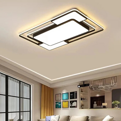 Sleek remote-controlled LED ceiling light with geometric design