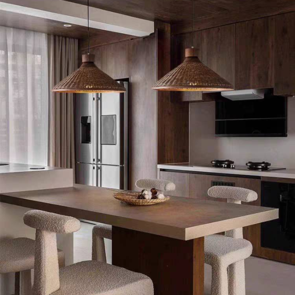 Woven Cone Pendant Ceiling Light for Cozy Spaces | Ridorn