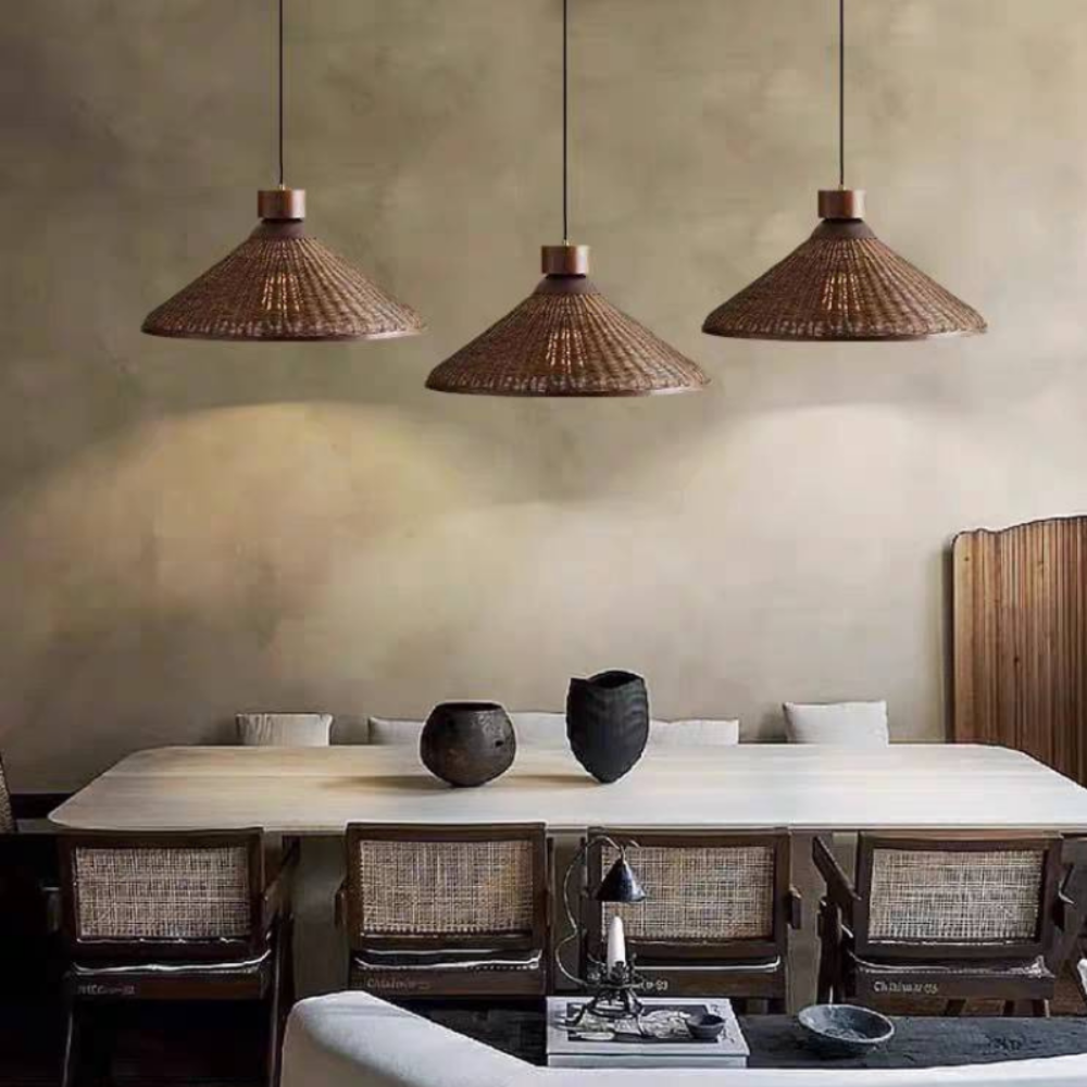 Woven Cone Pendant Ceiling Light for Cozy Spaces | Ridorn