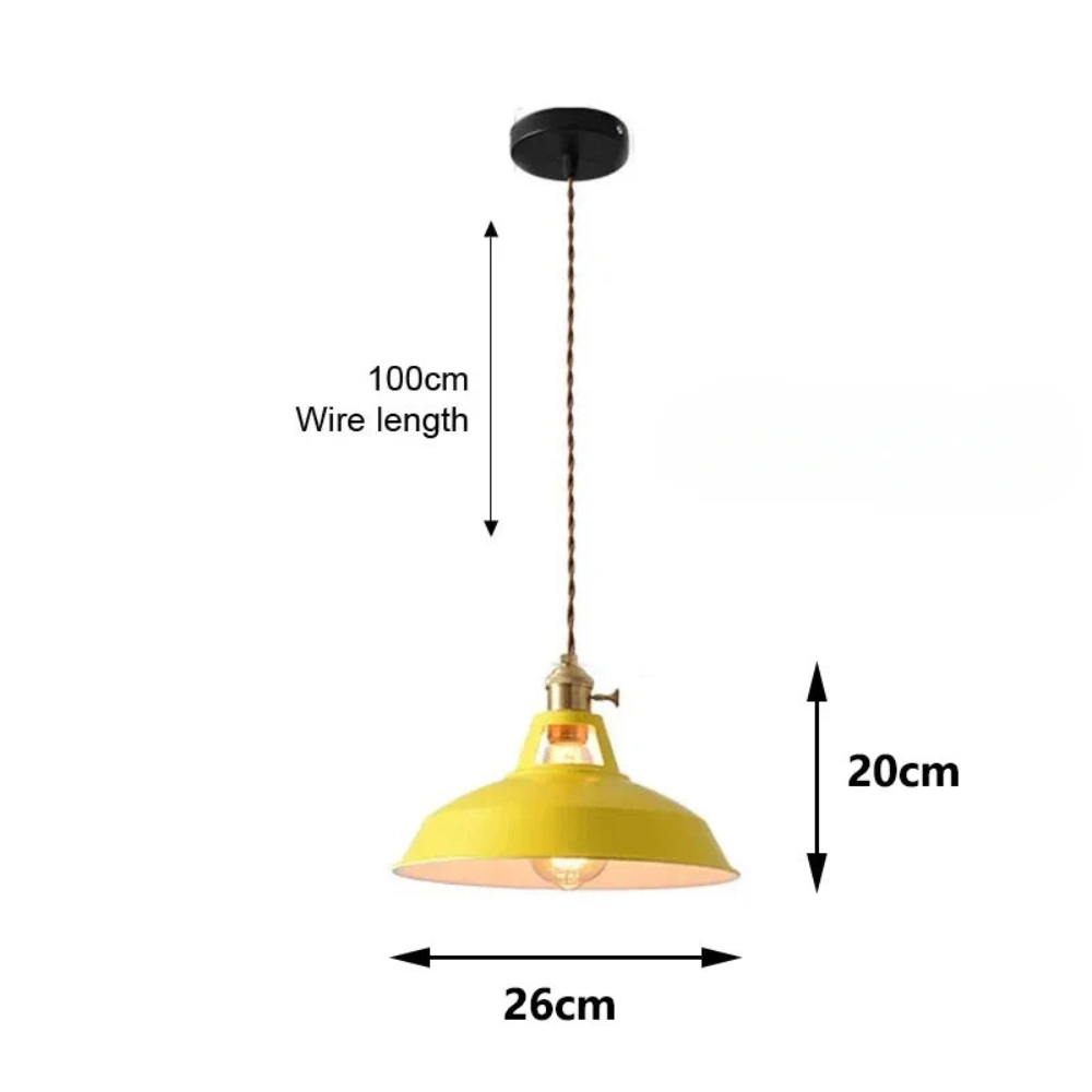 Retro Industrial Pendant Light | Colorful Ceiling Fixture for Kitchen or Dining Room Decor