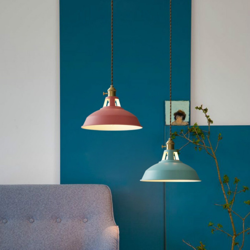 Retro Industrial Pendant Light | Colorful Ceiling Fixture for Kitchen or Dining Room Decor