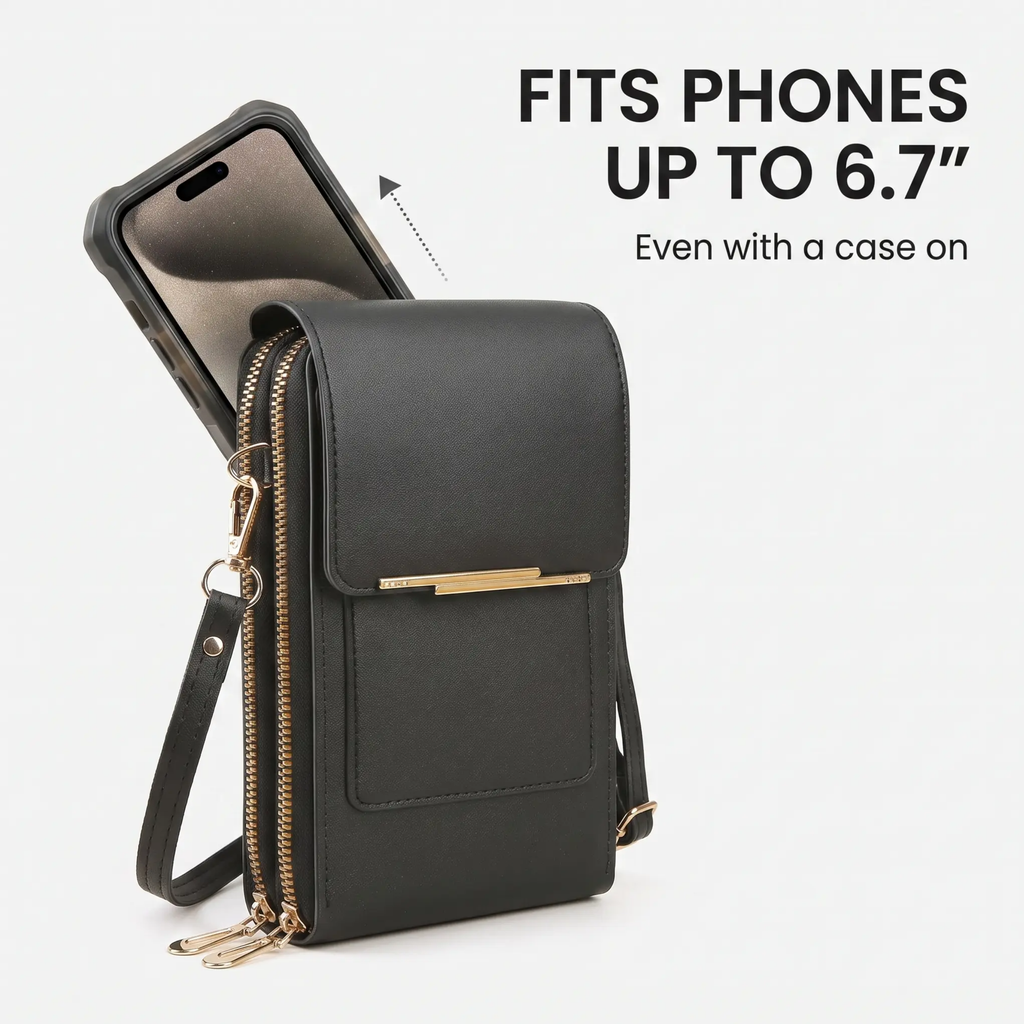RFID Blocking Phone Bag, Anti-Theft Crossbody Wallet Purse with Shoulder Strap-Ridorn