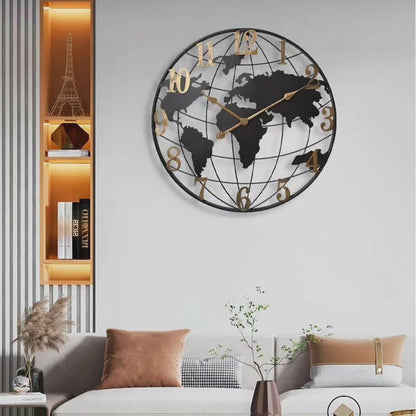 Oversized World Map Wall Clock for Modern Decor | Ridorn