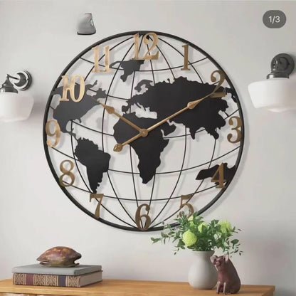 Oversized World Map Wall Clock for Modern Decor | Ridorn