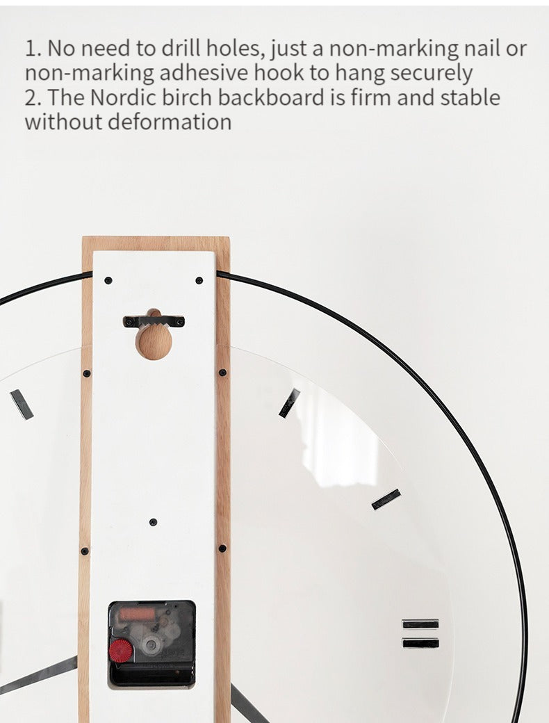 Elegant 40cm Solid Wood Nordic Wall Clock for Home Decor | Ridorn