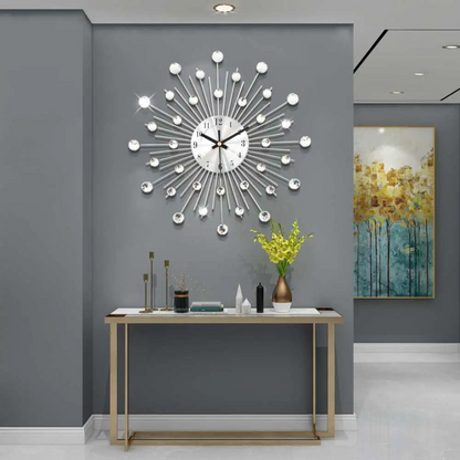 Sleek Modern Wall Clock with Metal and Crystal Design | Ridorn