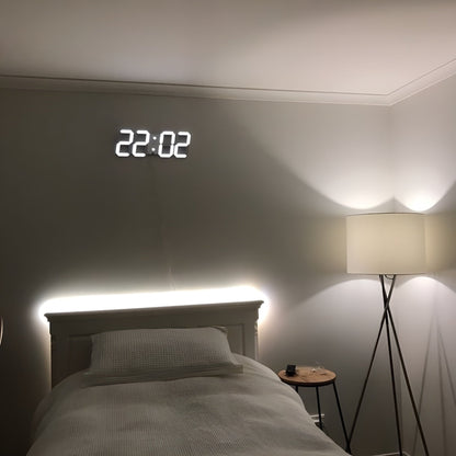 Modern 3D LED Wall Clock with Temperature, Date & Alarm | Ridorn