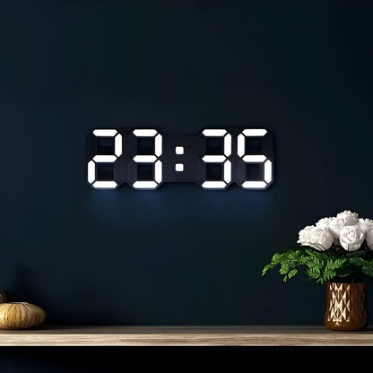 Modern 3D LED Wall Clock with Temperature, Date & Alarm | Ridorn