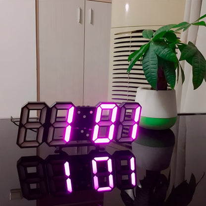 Modern 3D LED Wall Clock with Temperature, Date & Alarm | Ridorn