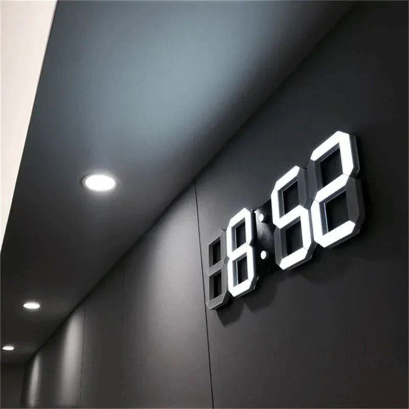 Modern 3D LED Wall Clock with Temperature, Date & Alarm | Ridorn