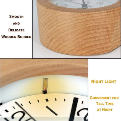 Elegant Silent Wooden Alarm Clock for Peaceful Mornings | Ridorn