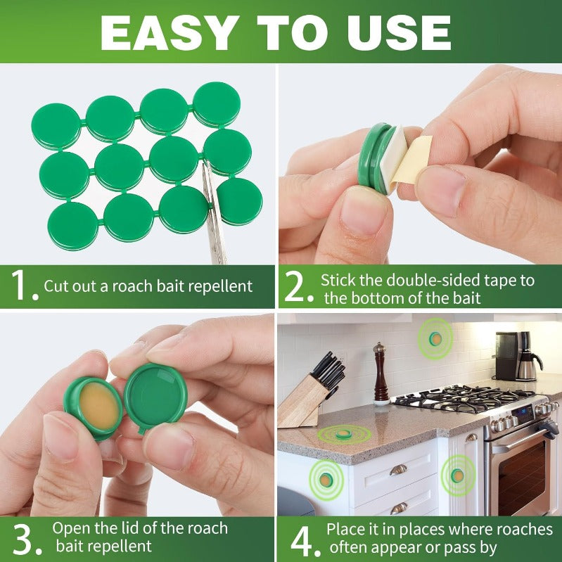 Roach Bait Discs, Indoor Cockroach Control Stations for Home Pest Defense-Ridorn