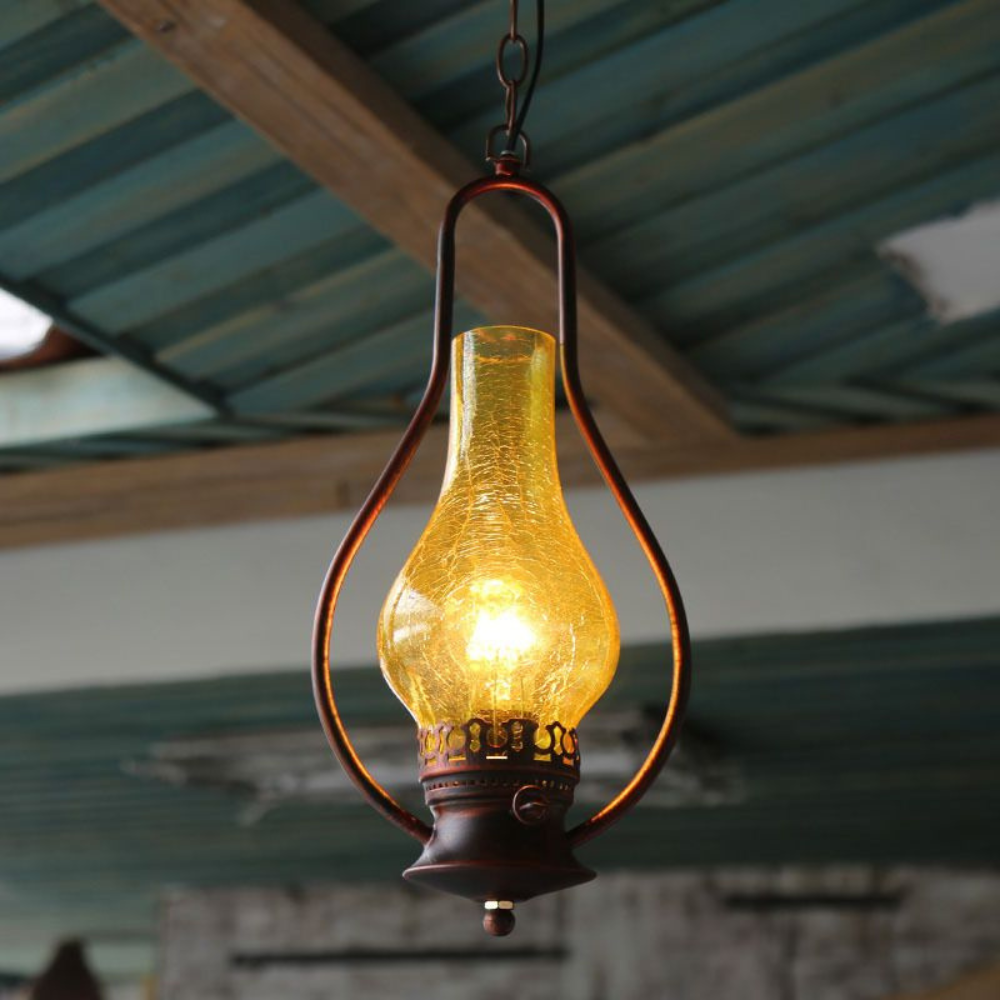 Rustic Kerosene Style LED Pendant Light | Vintage Industrial Hanging Fixture-Pendant Lights-Ridorn
