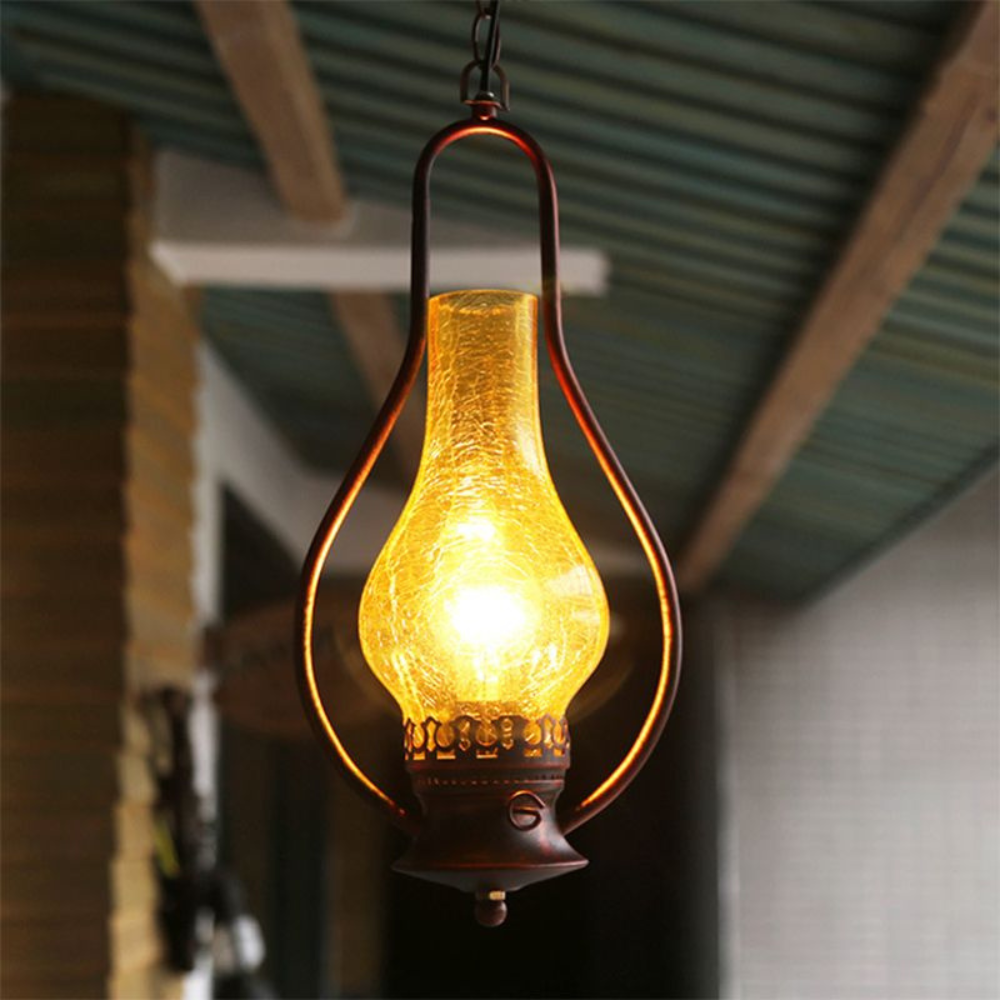 Rustic Kerosene Style LED Pendant Light | Vintage Industrial Hanging Fixture-Pendant Lights-Ridorn