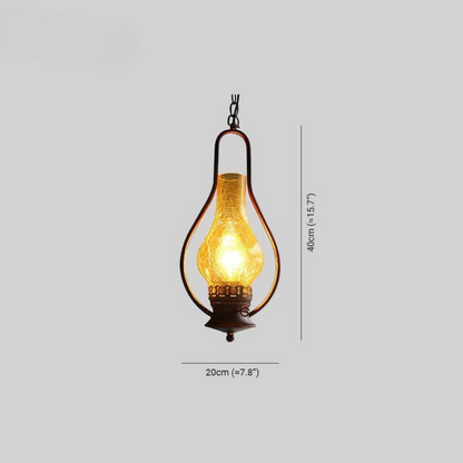 Rustic Kerosene Style LED Pendant Light | Vintage Industrial Hanging Fixture