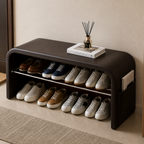 Scandinavian 1-Tier Faux Leather Shoe Storage Bench for | Ridorn-Shoe Storage Benches-Ridorn