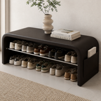 Scandinavian 1-Tier Faux Leather Shoe Storage Bench for | Ridorn-Shoe Storage Benches-Ridorn
