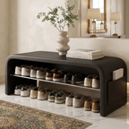 Scandinavian 1-Tier Faux Leather Shoe Storage Bench for | Ridorn-Shoe Storage Benches-Ridorn
