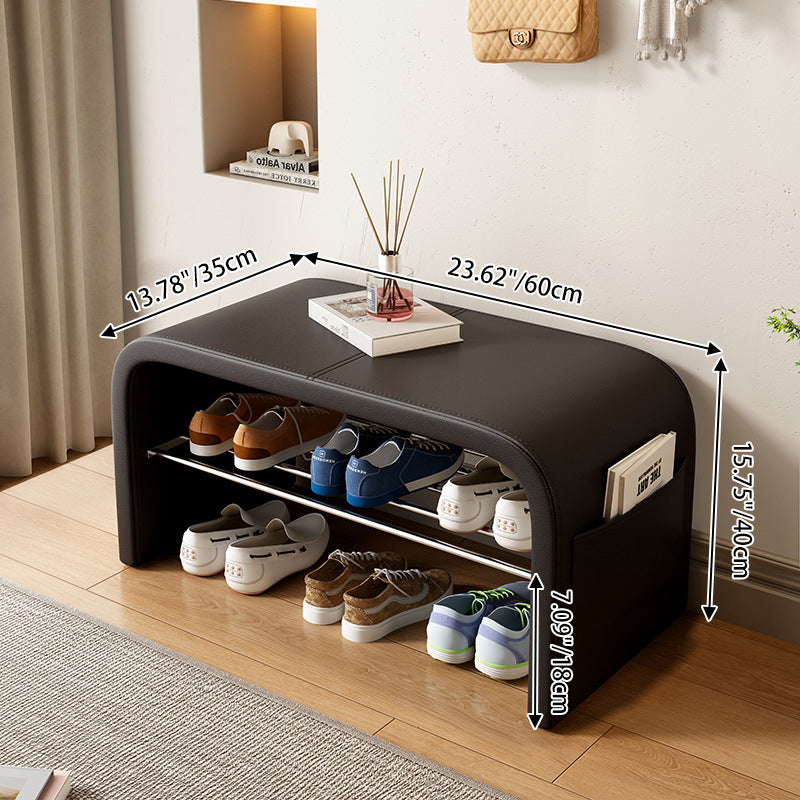 Scandinavian 1-Tier Faux Leather Shoe Storage Bench for | Ridorn-Shoe Storage Benches-Ridorn