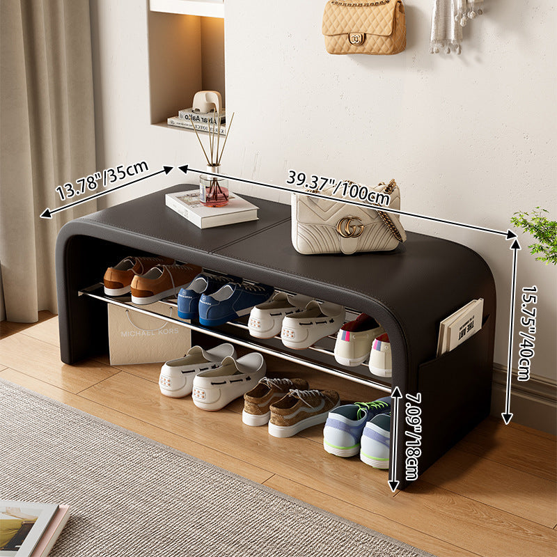Scandinavian 1-Tier Faux Leather Shoe Storage Bench for | Ridorn-Shoe Storage Benches-Ridorn