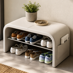 Scandinavian 1-Tier Faux Leather Shoe Storage Bench for | Ridorn-Shoe Storage Benches-Ridorn