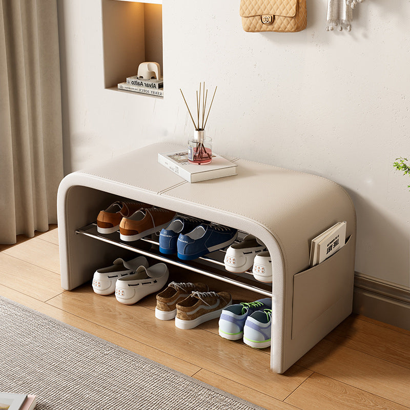 Scandinavian 1-Tier Faux Leather Shoe Storage Bench for | Ridorn-Shoe Storage Benches-Ridorn