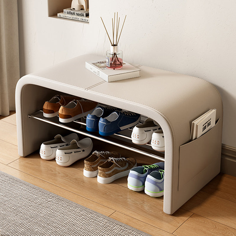 Scandinavian 1-Tier Faux Leather Shoe Storage Bench for | Ridorn-Shoe Storage Benches-Ridorn