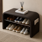 Scandinavian 1-Tier Faux Leather Shoe Storage Bench for | Ridorn-Shoe Storage Benches-Ridorn