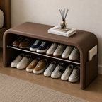 Scandinavian 1-Tier Faux Leather Shoe Storage Bench for | Ridorn-Shoe Storage Benches-Ridorn