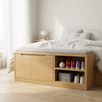 Scandinavian 2-Tier Shoe Storage Cabinet with Cushioned Seat | Ridorn-Shoe Storage-Ridorn