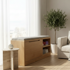 Scandinavian 2-Tier Shoe Storage Cabinet with Cushioned Seat | Ridorn-Shoe Storage-Ridorn
