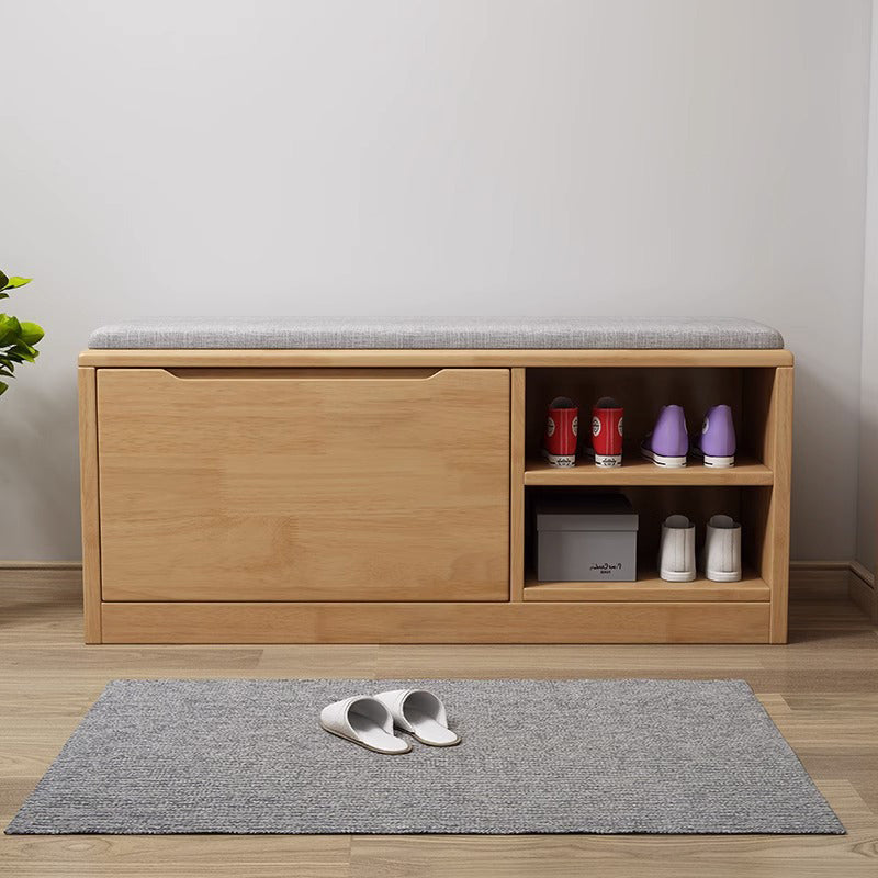 Scandinavian 2-Tier Shoe Storage Cabinet with Cushioned Seat | Ridorn-Shoe Storage-Ridorn